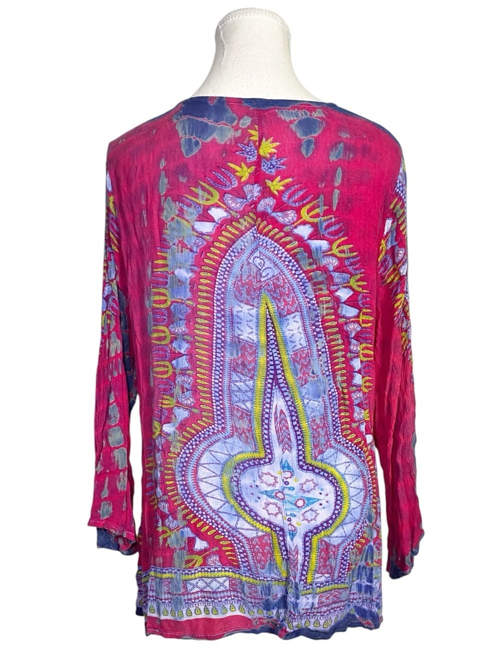 Greater Good | Pink & Purple Boho Print Crinkle Tunic Top - Picture 2 of 14